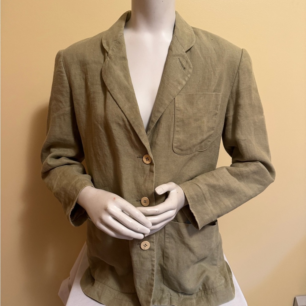 Vintage Ann Taylor Sage Linen Blazer Size SP